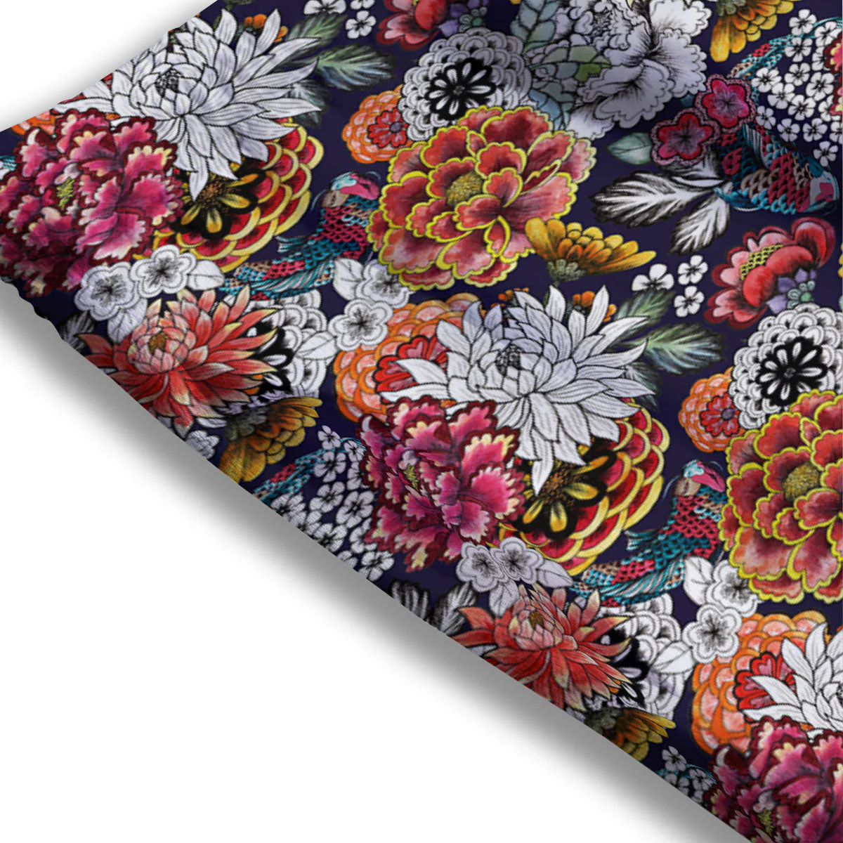 Chrysanthemum Japanese Print Pattern Mesh Shorts - Image 3