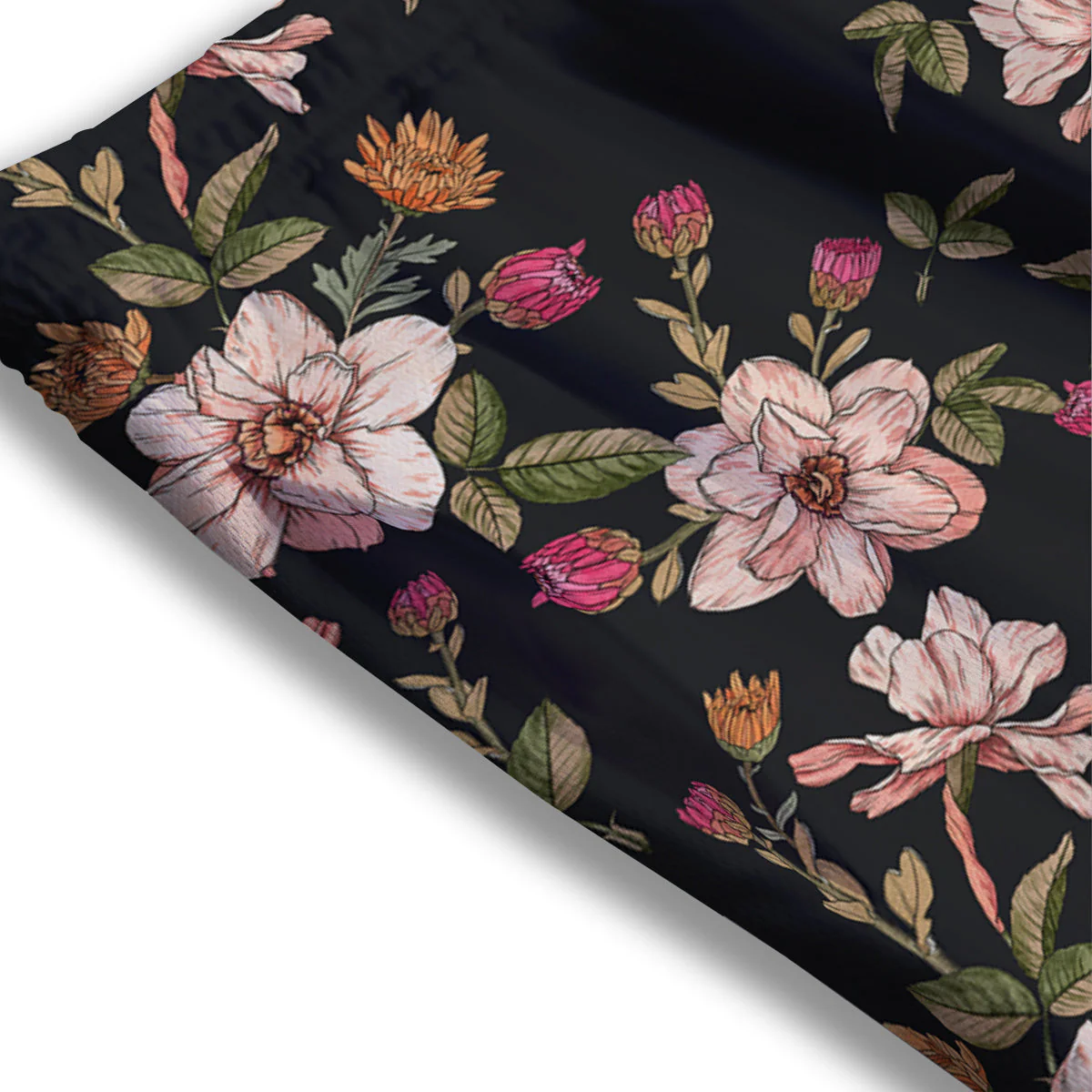 Chrysanthemum Watercolor Print Pattern Mesh Shorts - Image 3