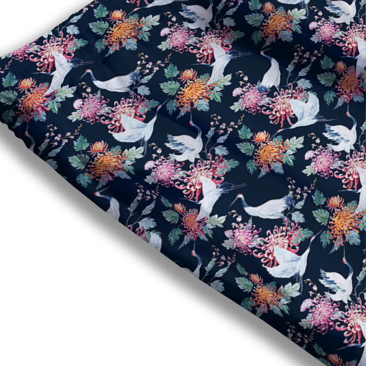 Chrysanthemums And Japanese Cranes Print Mesh Shorts - Image 3