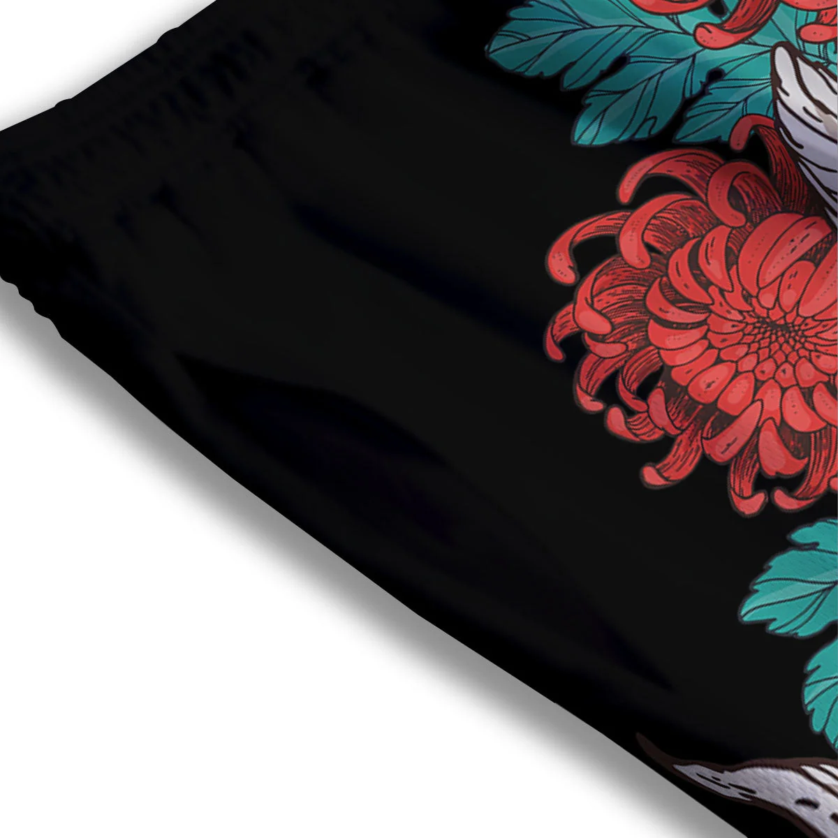 Chrysanthemums And Japanese Koi Print Mesh Shorts - Image 3