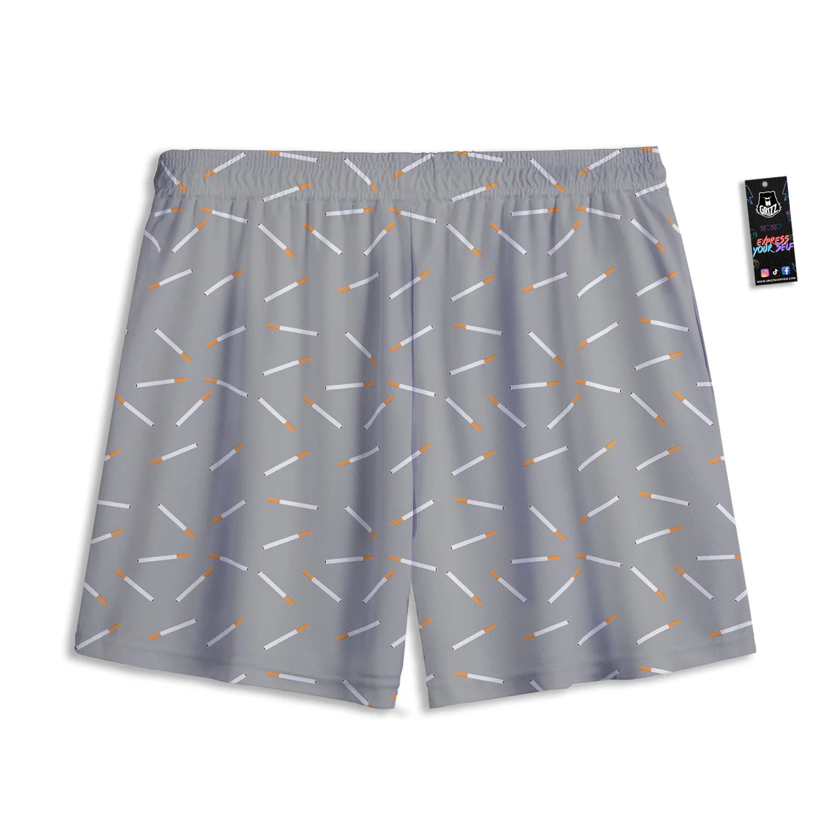 Cigarette Gray Print Pattern Mesh Shorts - Image 2