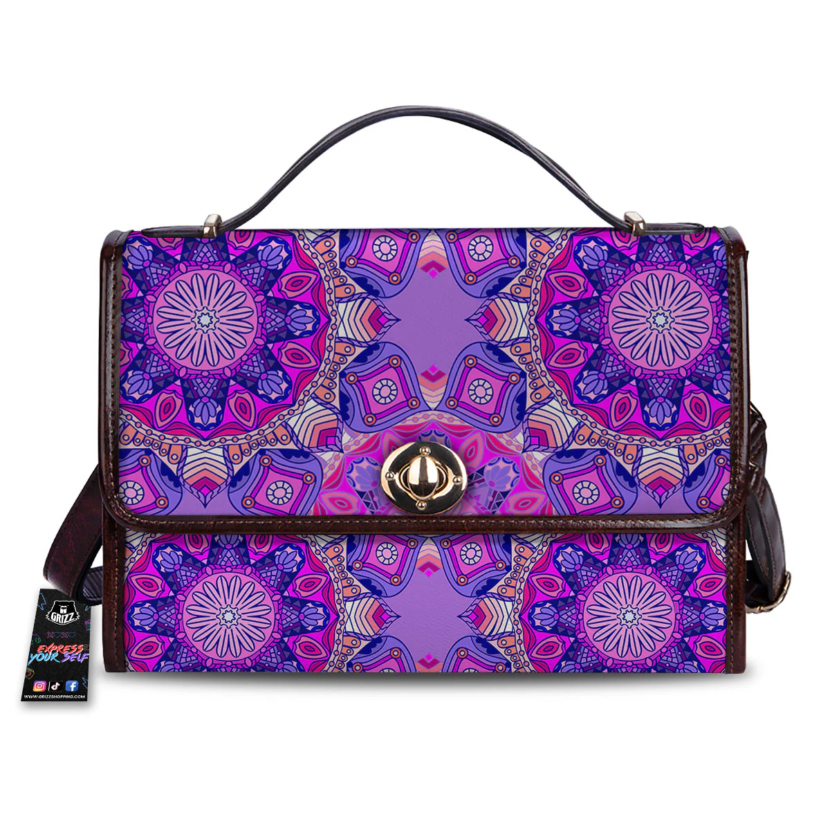 Circle Mandala Purple Print Women's Satchel Bag