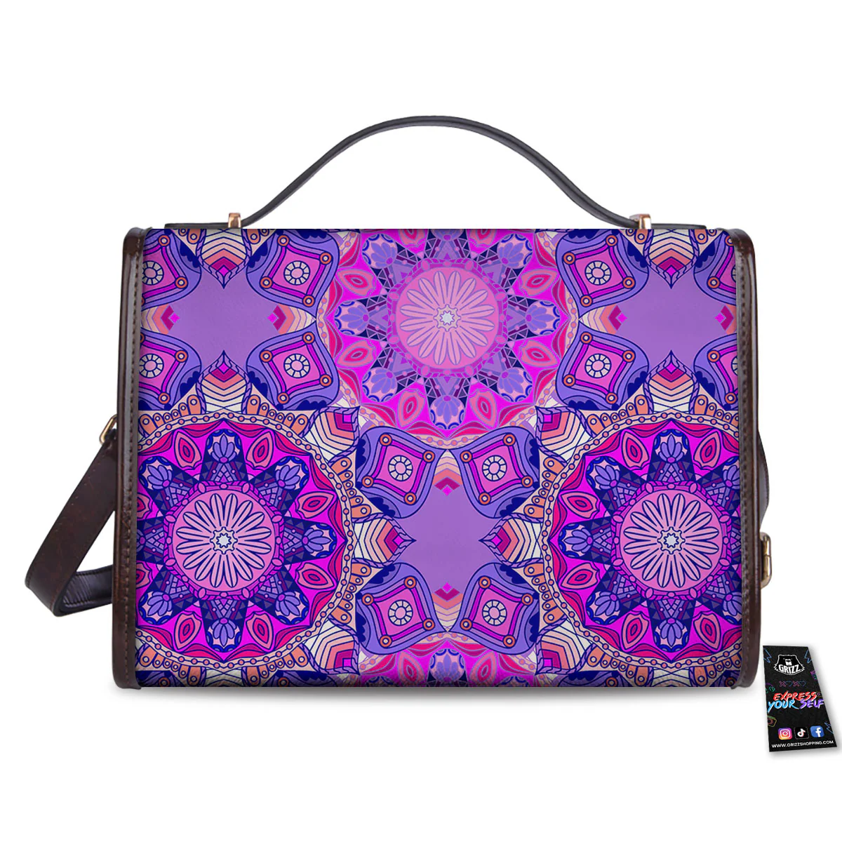 Circle Mandala Purple Print Women's Satchel Bag - Image 2