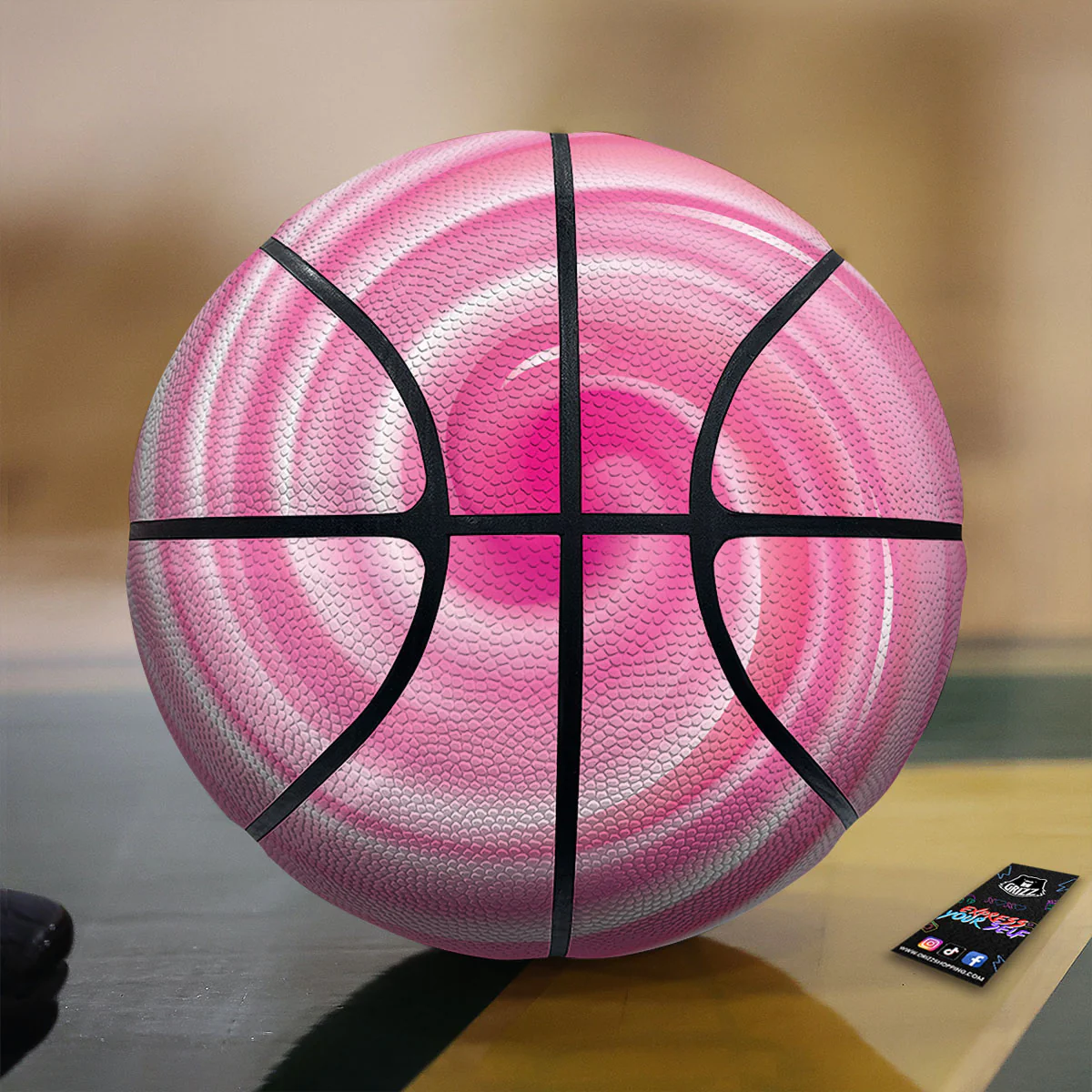 Circle Swirl Pink Print Basketball