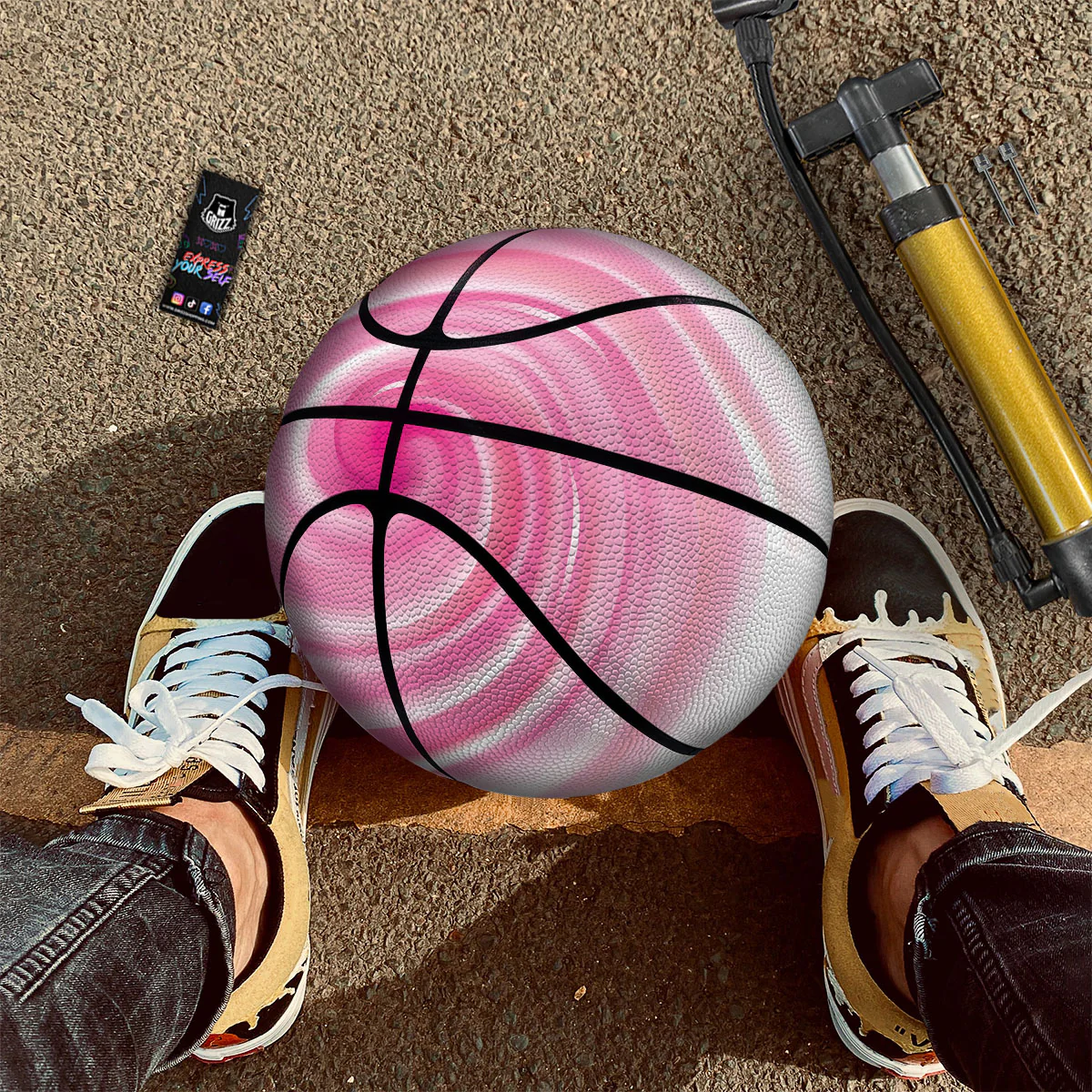 Circle Swirl Pink Print Basketball - Image 2