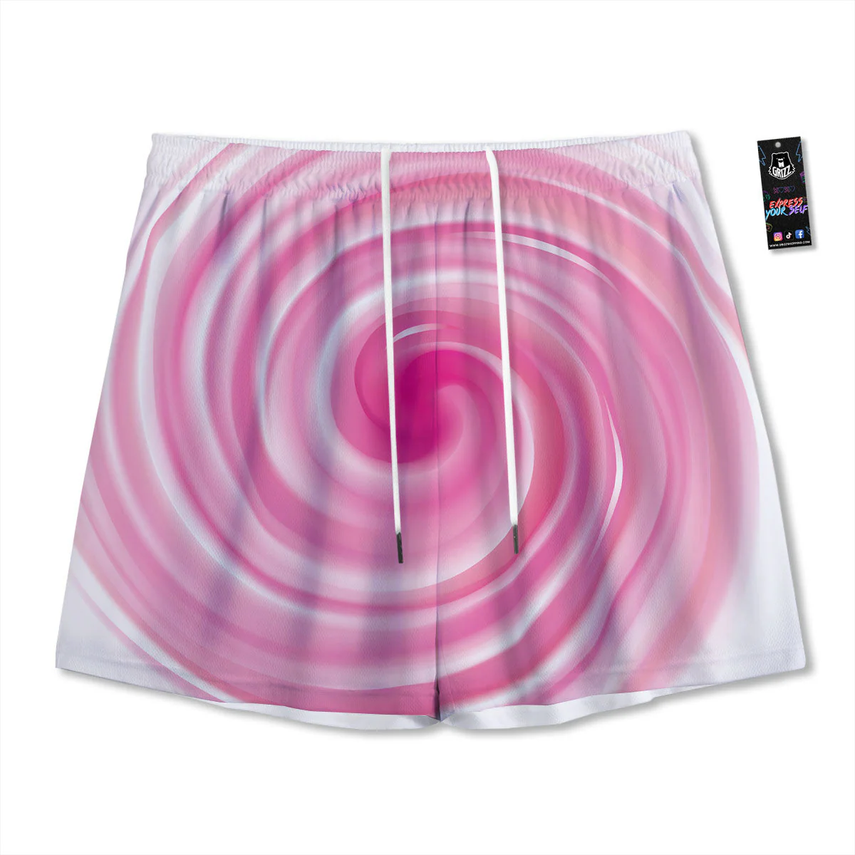Circle Swirl Pink Print Mesh Shorts