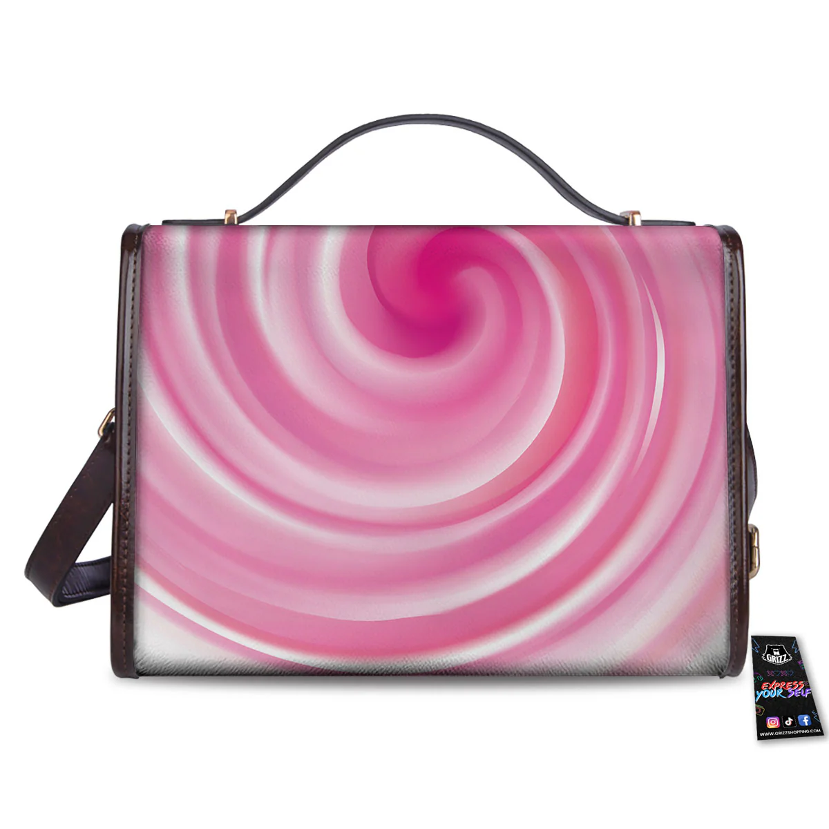 Circle Swirl Pink Print Women's Satchel Bag - Image 2