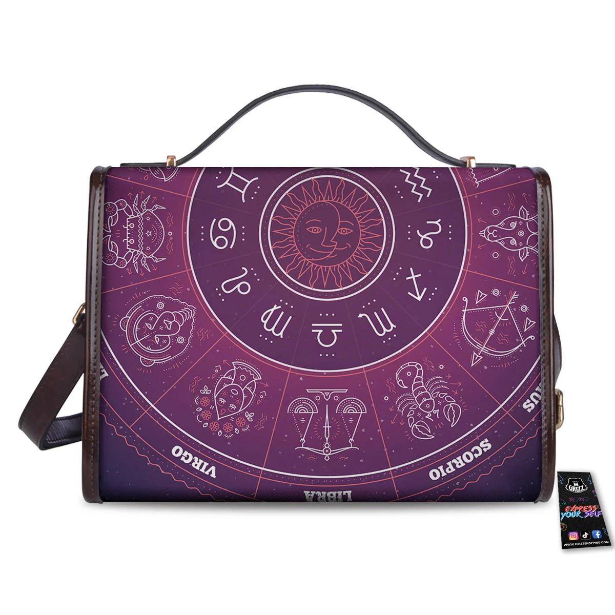 Circle Zodiac Symbols Print Women's Satchel Bag - Image 2