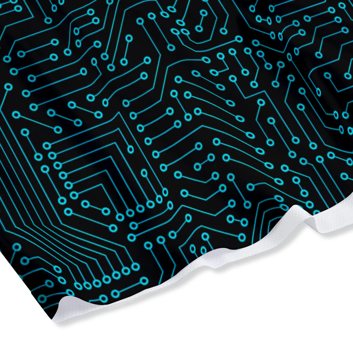 Circuit Black Blue Print Pattern Mesh Shorts - Image 4