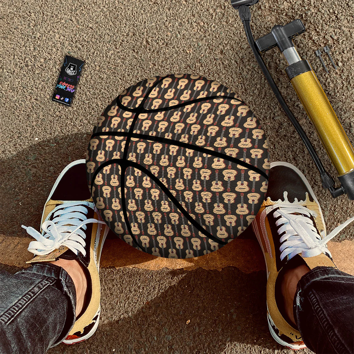 Classic Guitar Print Pattern Basketball - Image 2
