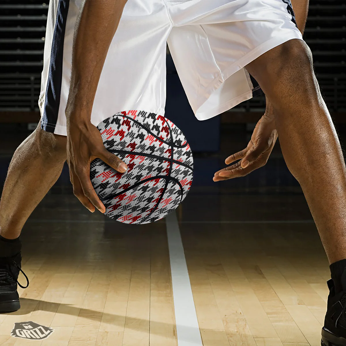 Classic Polka Dot In Houndstooth Print Pattern Basketball - Image 3