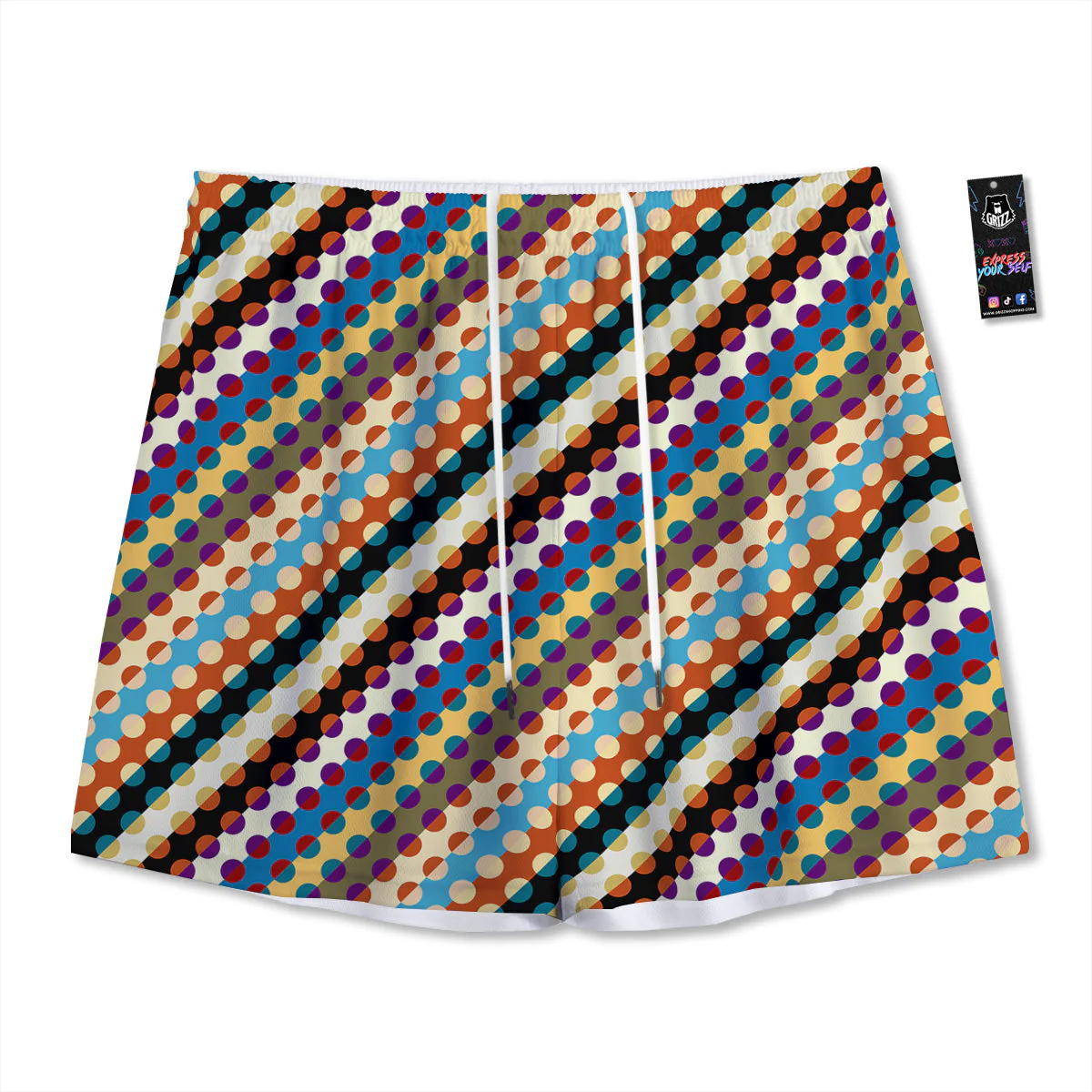 Classic Stripe Polka Dot Print Pattern Mesh Shorts