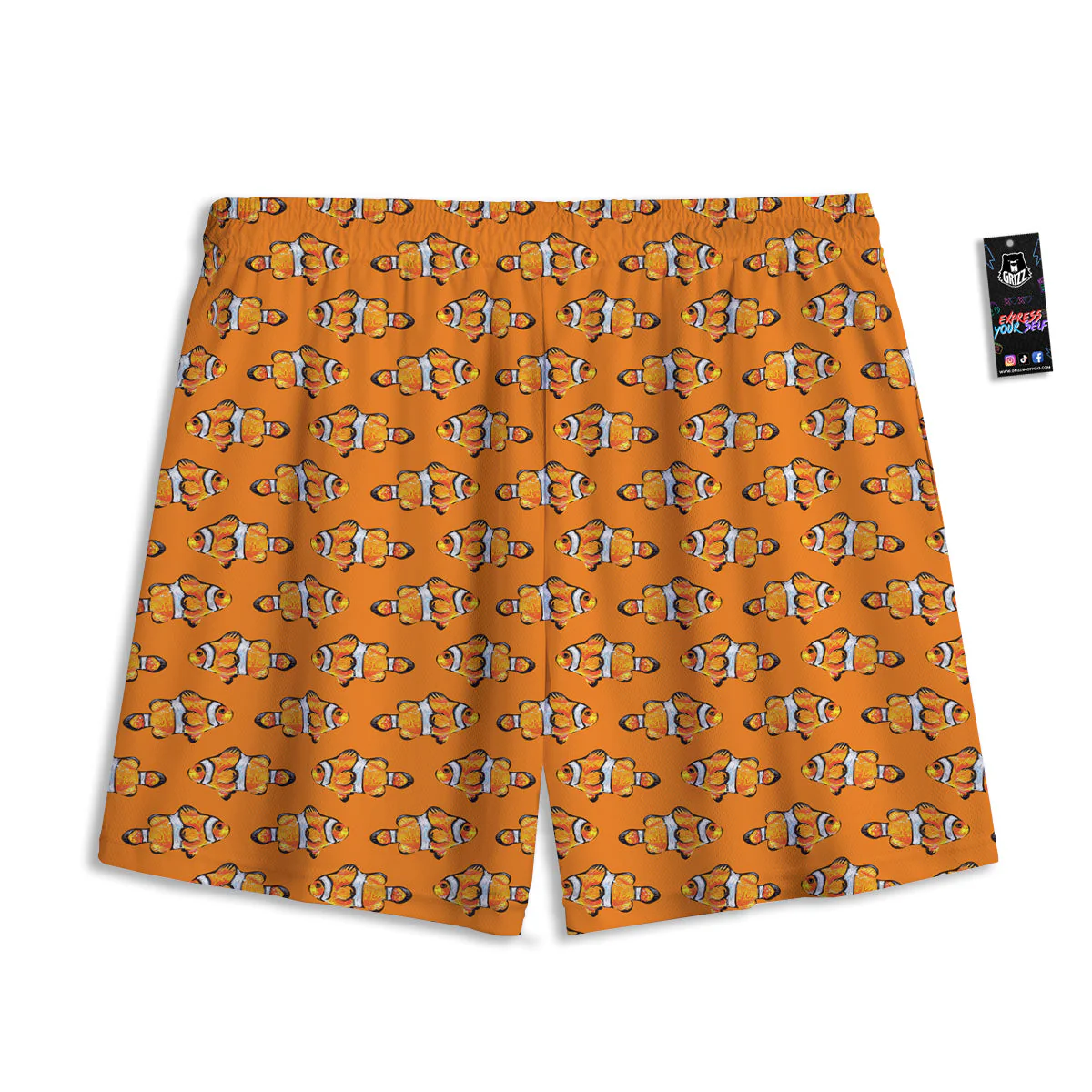 Clownfish Orange Print Pattern Mesh Shorts - Image 2