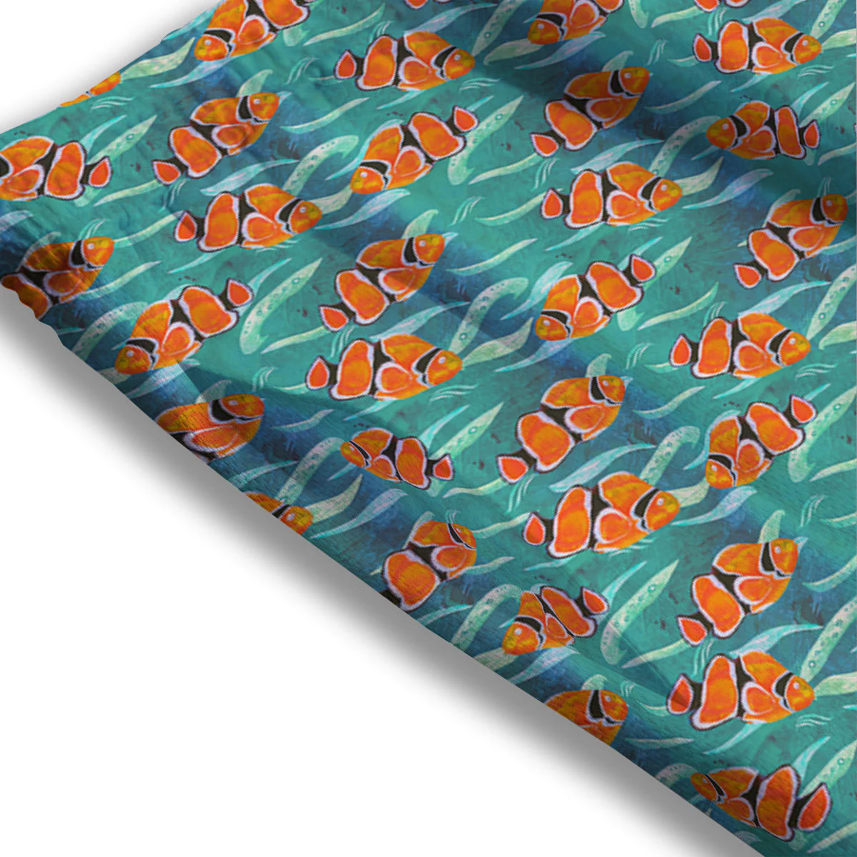 Clownfish Watercolor Blue Print Pattern Mesh Shorts - Image 3