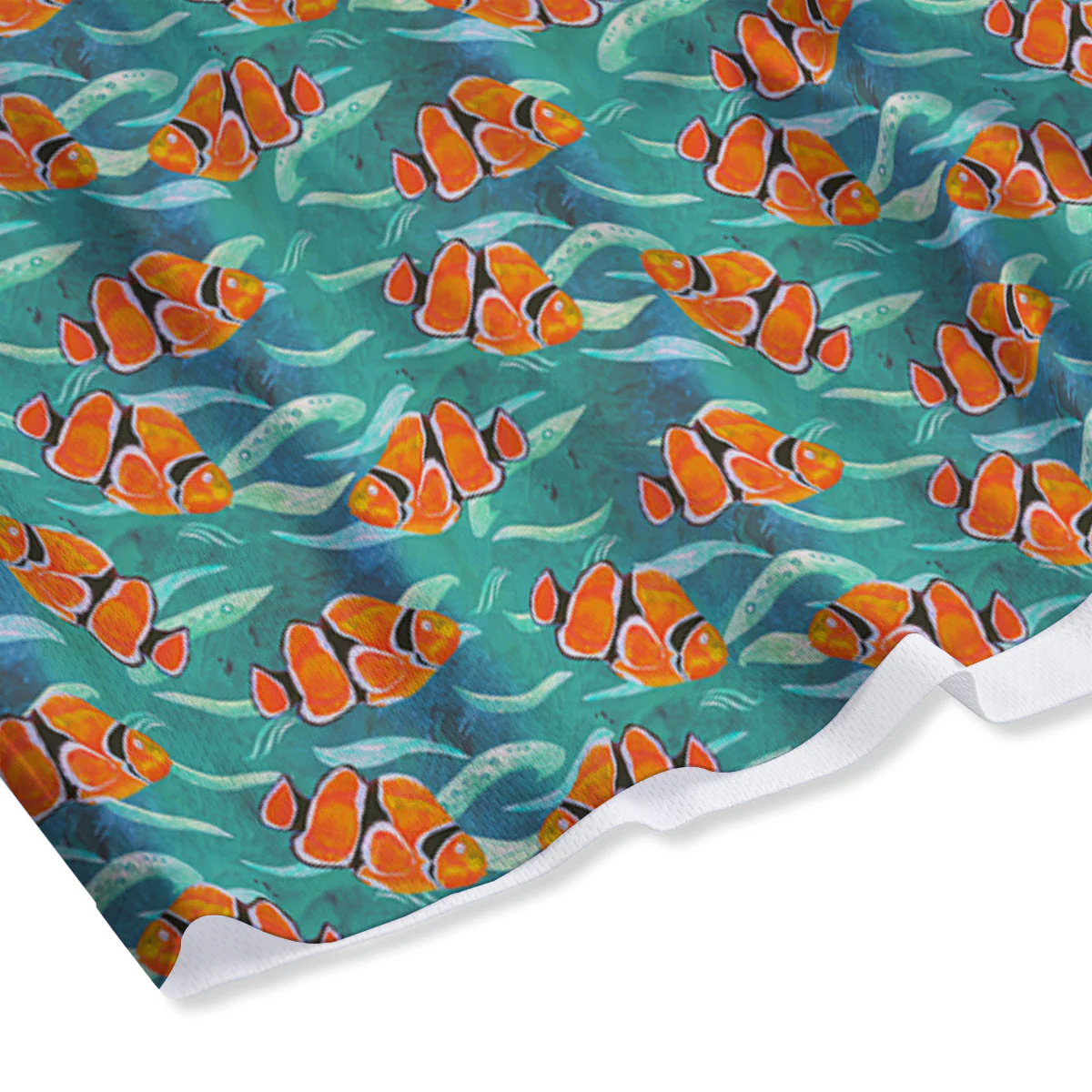 Clownfish Watercolor Blue Print Pattern Mesh Shorts - Image 4