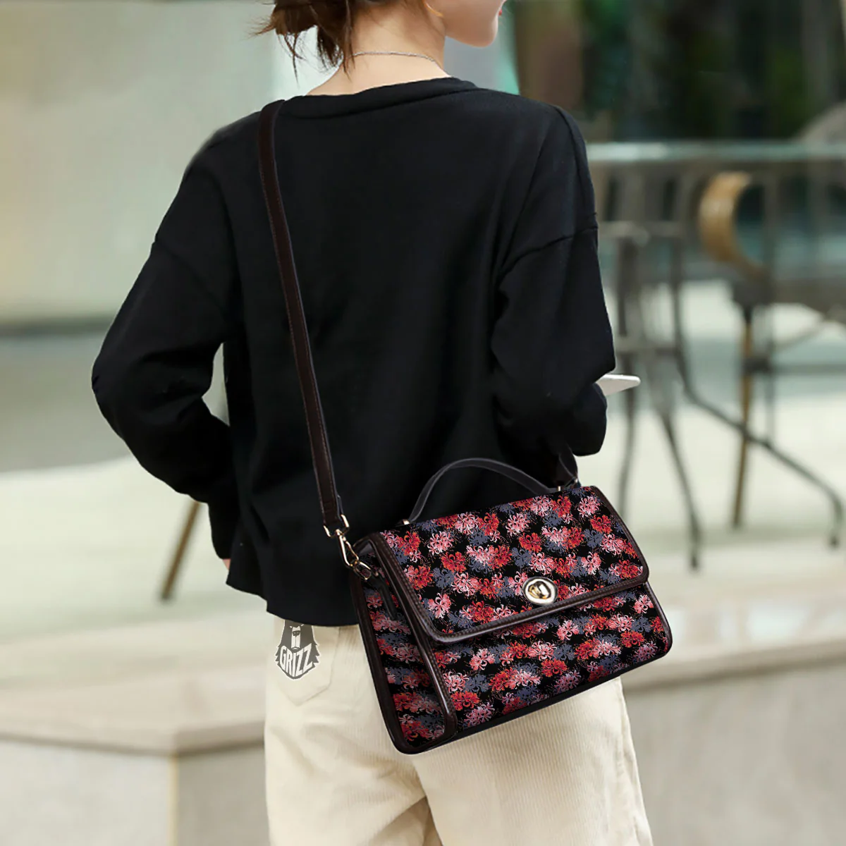 Cluster Amaryllis Japanese Print Pattern Women's Satchel Bag - Image 3