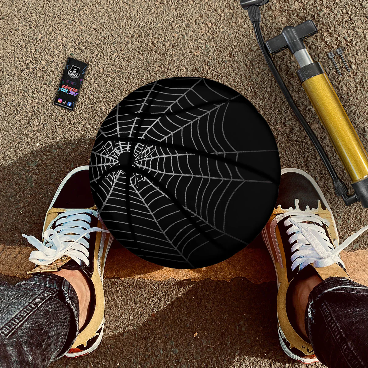 Cobweb White And Black Print Basketball - Image 2