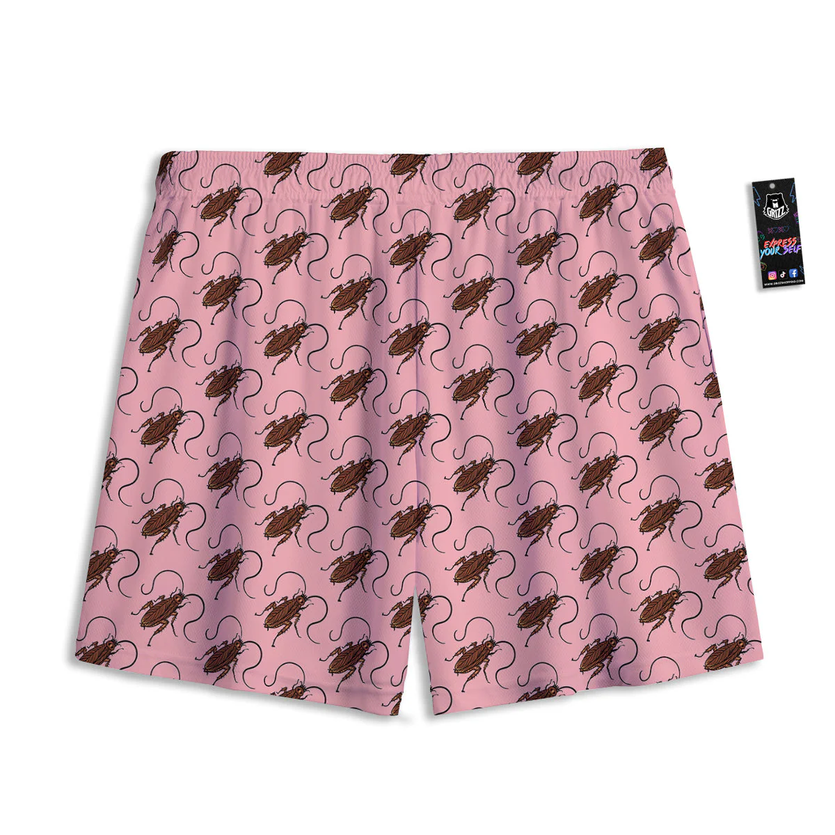 Cockroach Pink Print Pattern Mesh Shorts - Image 2