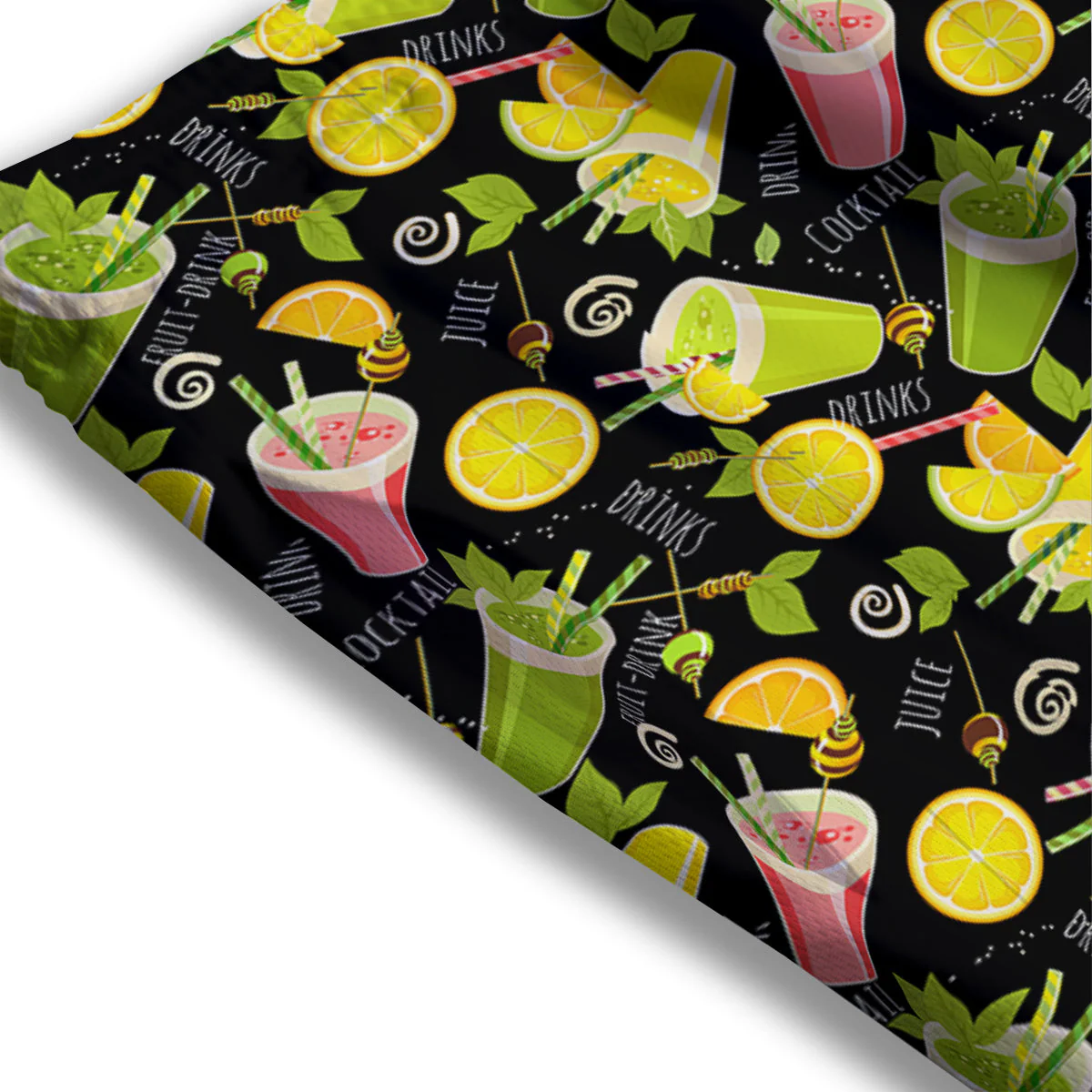 Cocktail Lemon Print Pattern Mesh Shorts - Image 3