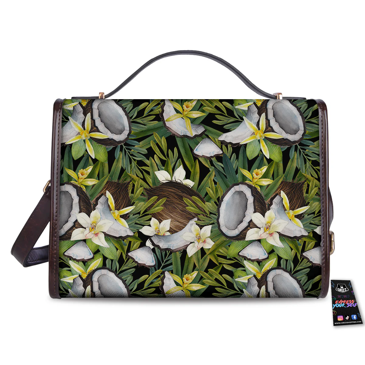 Coconut And Vanilla Flower Print Pattern Women's Satchel Bag - Image 2