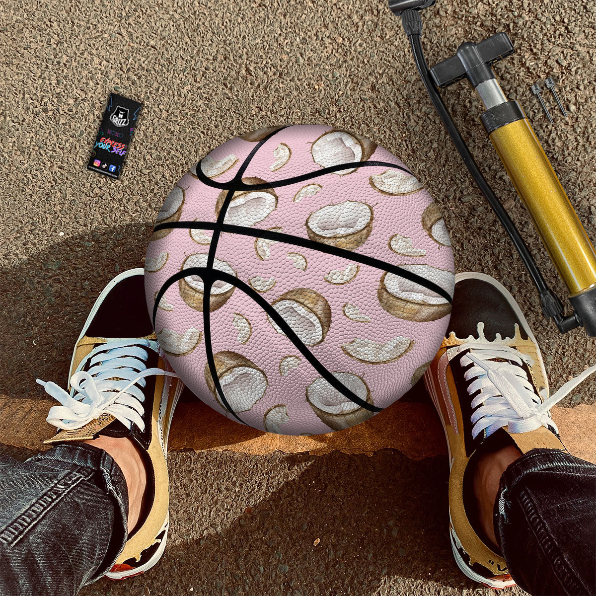 Coconut Pink Print Pattern Basketball - Image 2