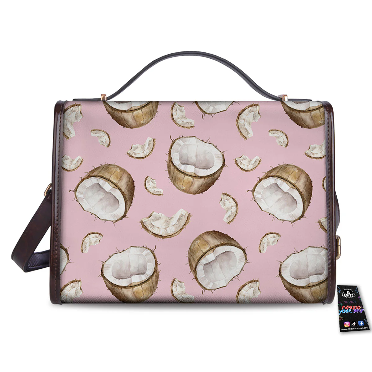 Coconut Pink Print Pattern Women's Satchel Bag - Image 2