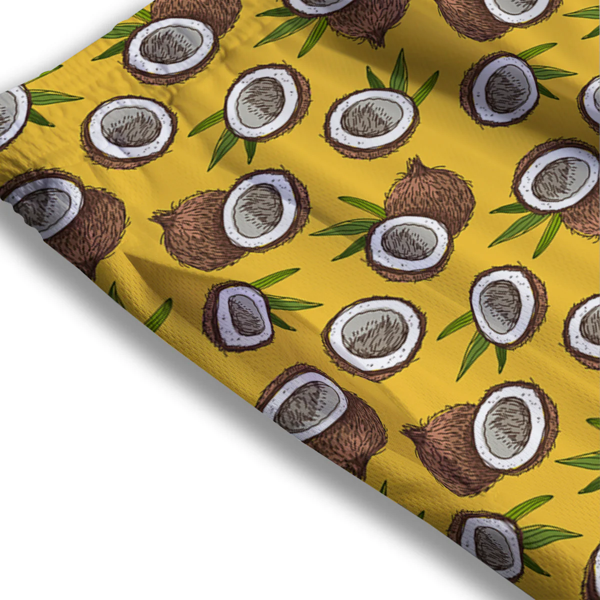 Coconut Yellow Vintage Print Pattern Mesh Shorts - Image 3