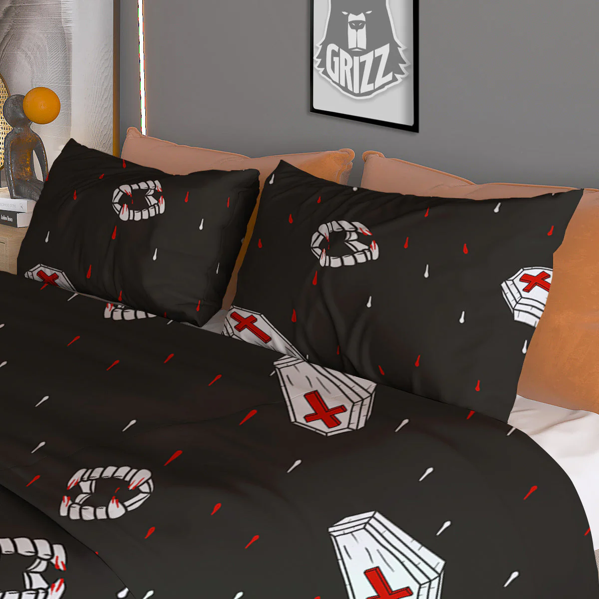 Coffin Vampire Print Pattern Duvet Cover Bedding Set - Image 3