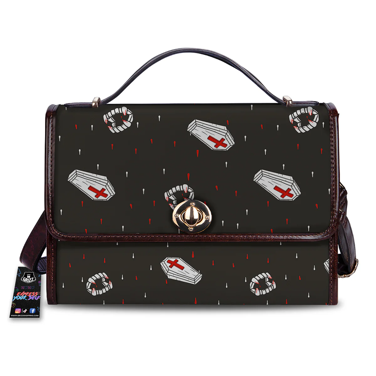 Coffin Vampire Print Pattern Women's Satchel Bag