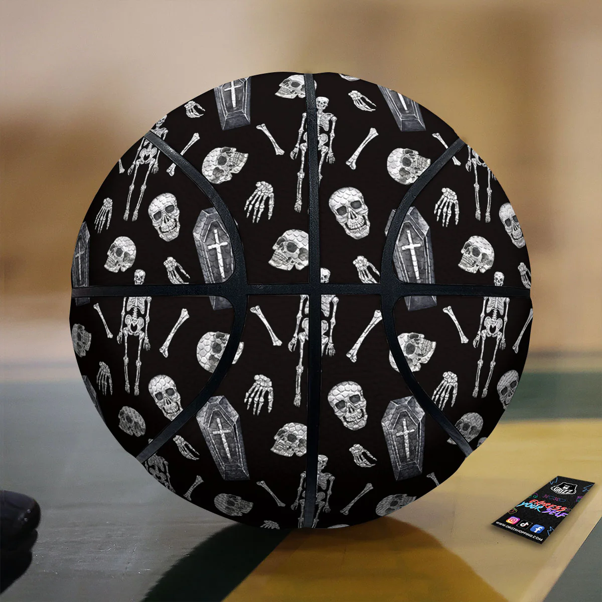 Coffin White And Black Print Pattern Basketball