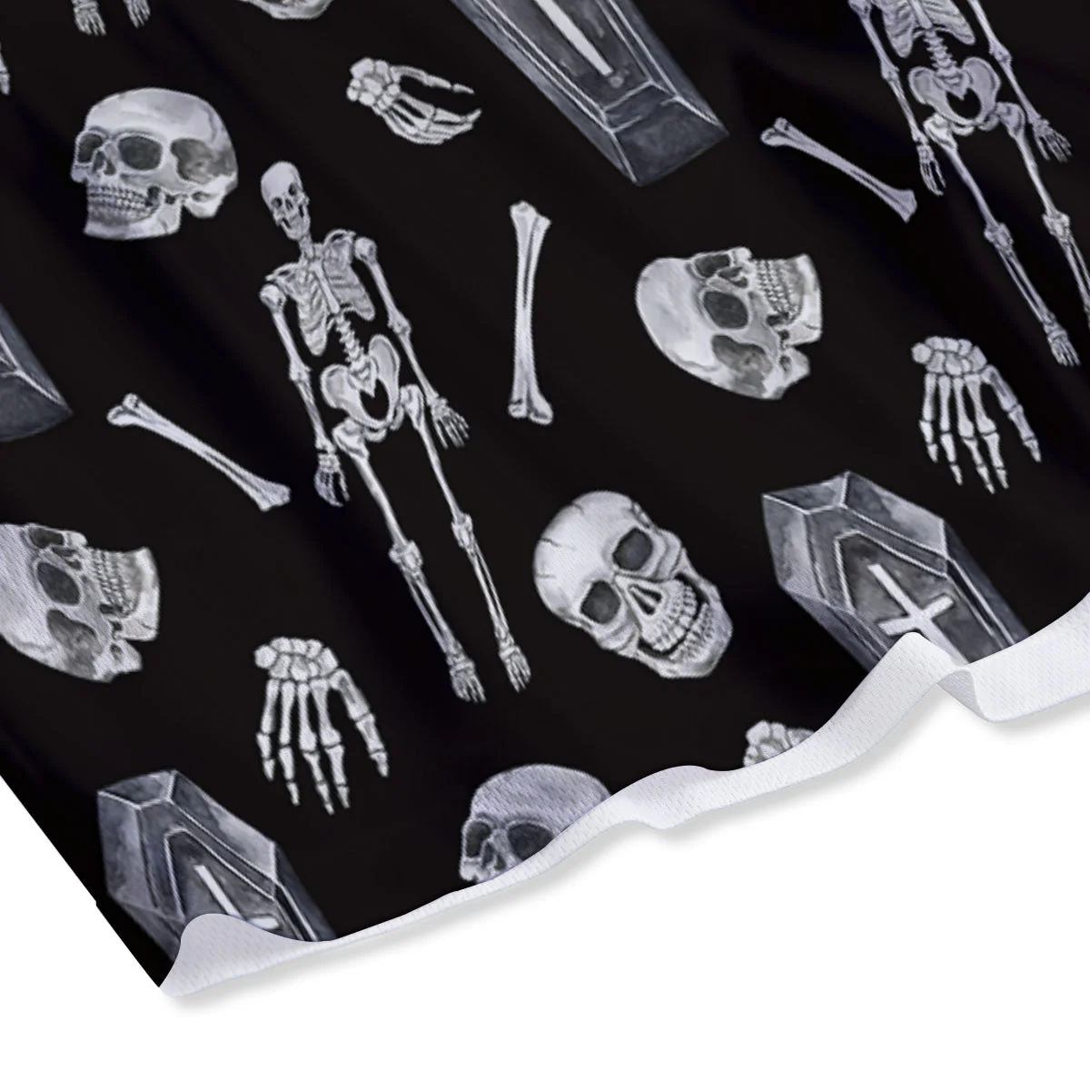 Coffin White And Black Print Pattern Mesh Shorts - Image 4