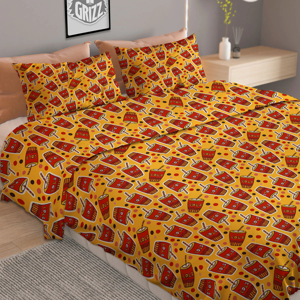 Cola Glass Print Pattern Duvet Cover Bedding Set - Image 2