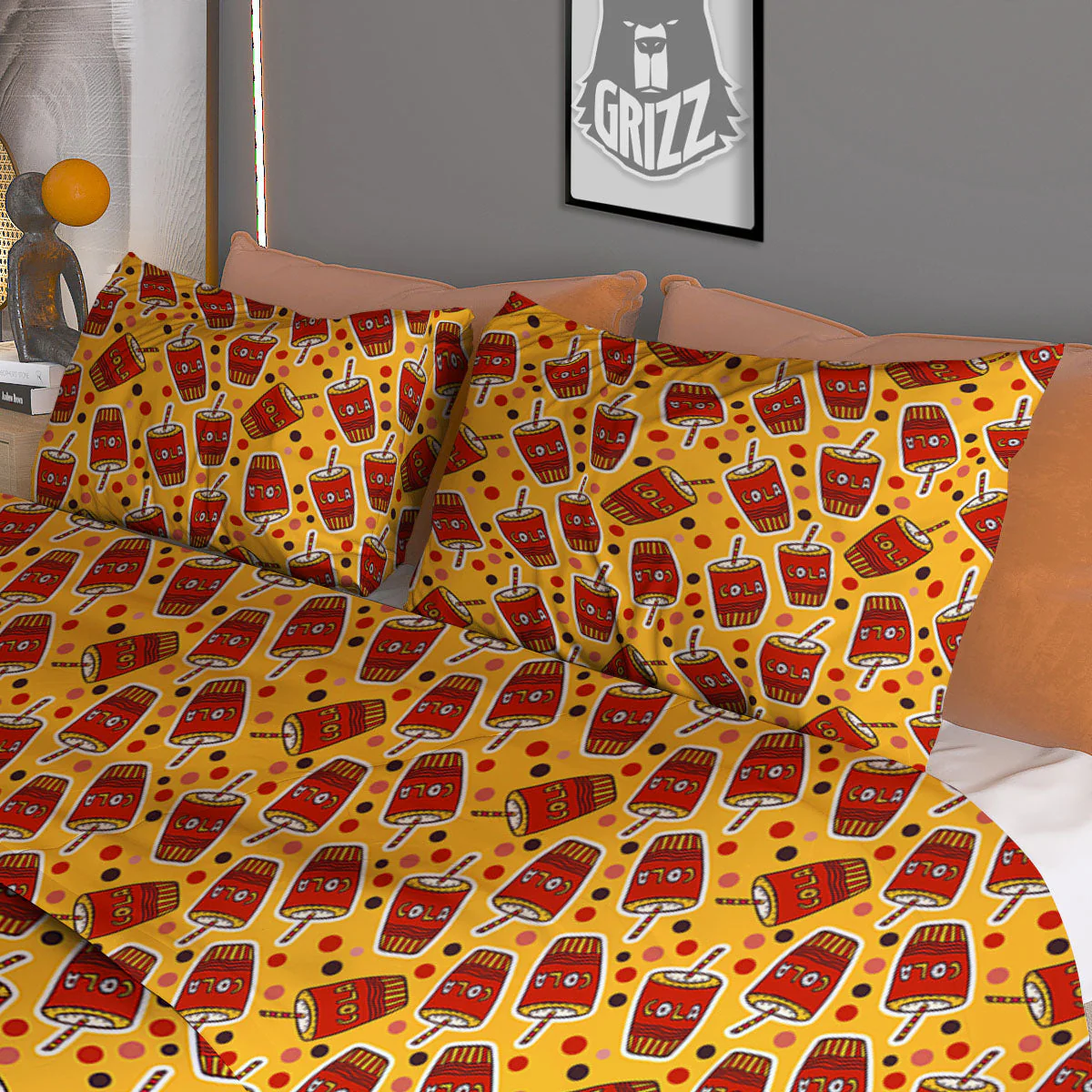 Cola Glass Print Pattern Duvet Cover Bedding Set - Image 3