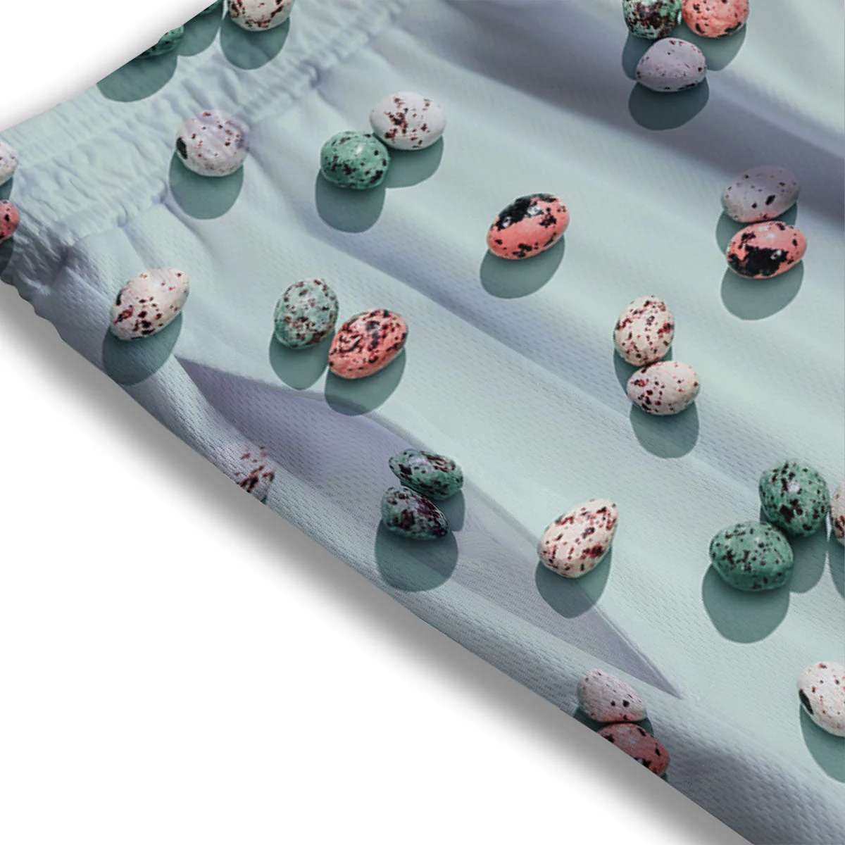 Colorful Pile Of Easter Eggs Print Pattern Mesh Shorts - Image 3