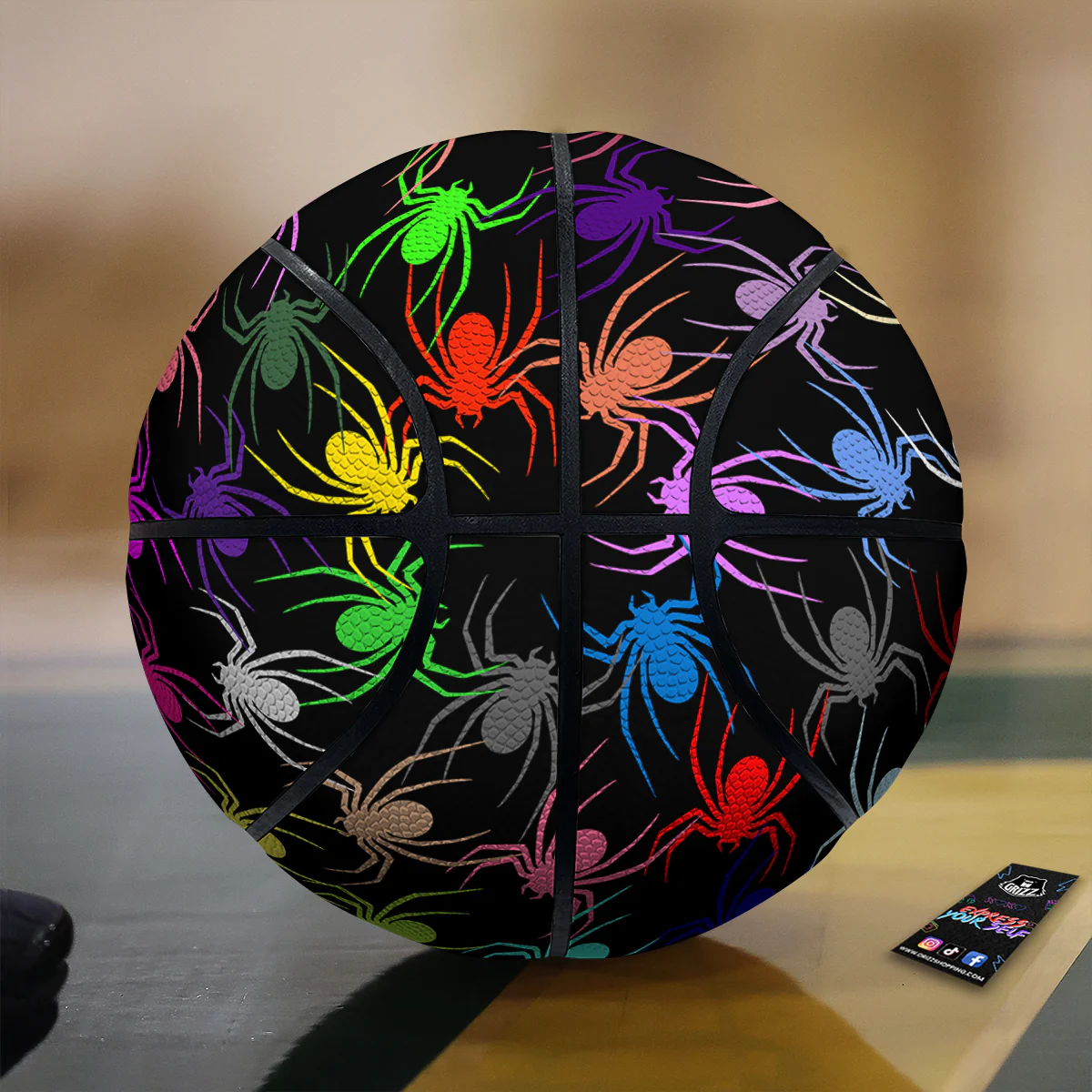 Colorful Spider And Spiral Web Print Basketball