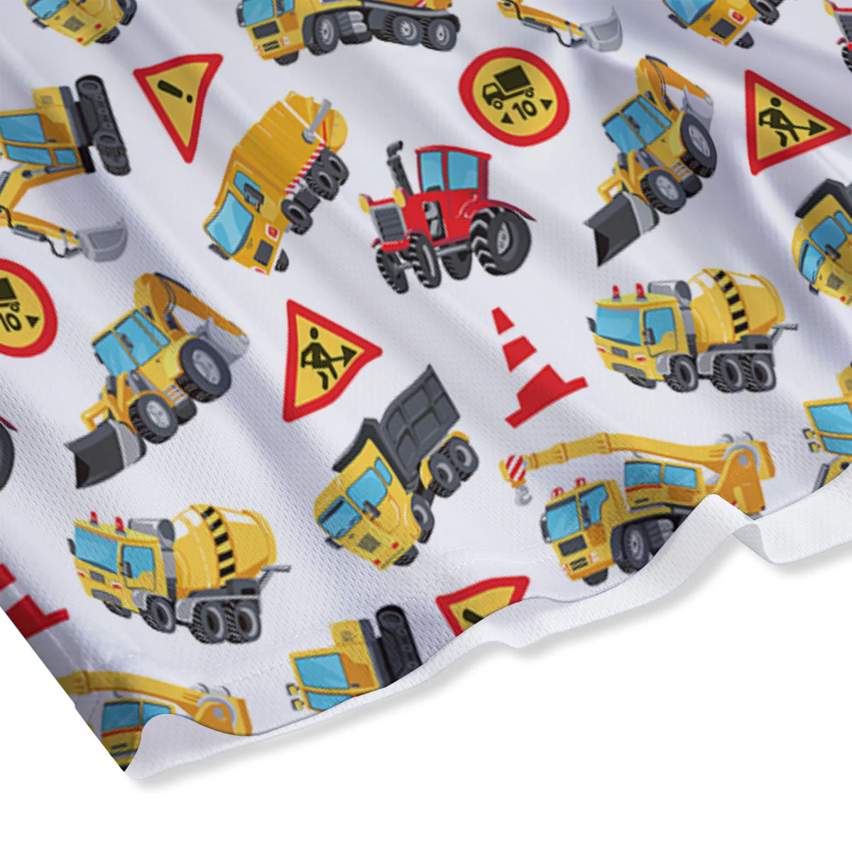 Colorful Toy Trucks And Tractor Print Pattern Mesh Shorts - Image 4