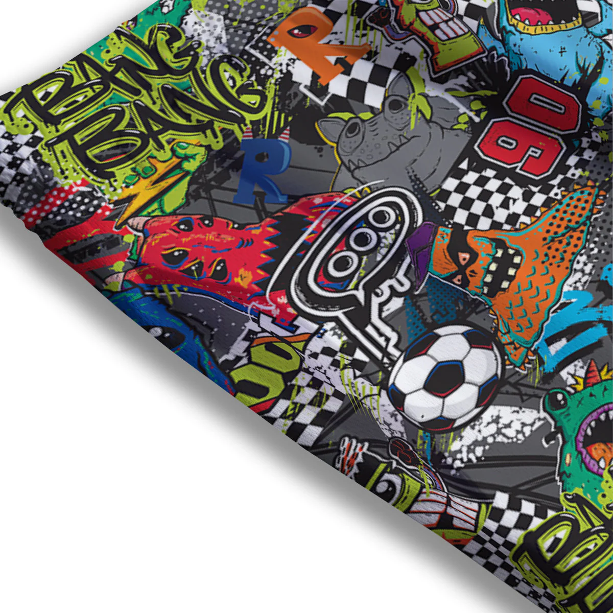 Comics Monsters Graffiti Print Pattern Mesh Shorts - Image 3