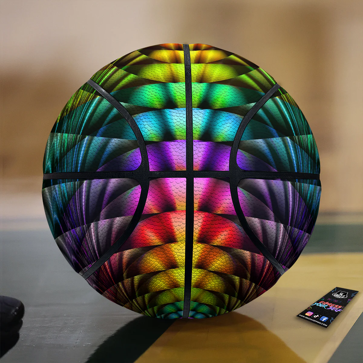 Computer Generated Colorful Fractal Print Basketball