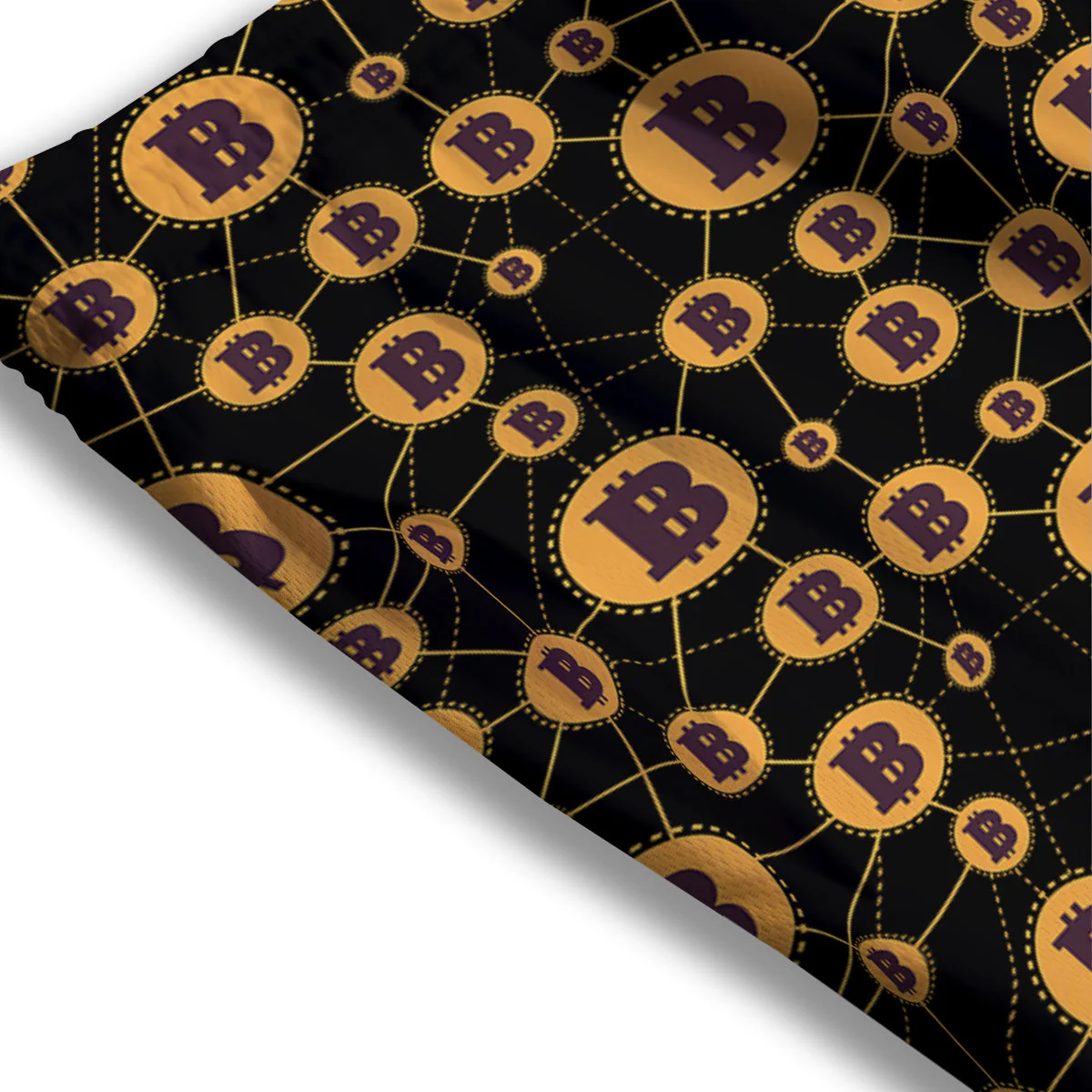 Connection Bitcoin Print Pattern Mesh Shorts - Image 3