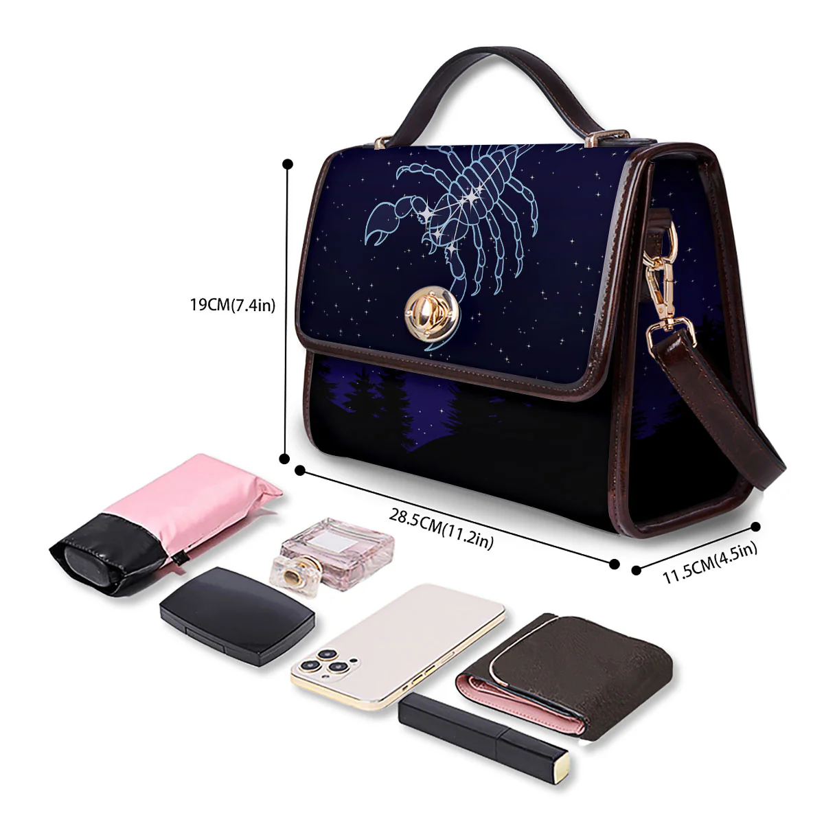 Constellation Scorpio Print Women's Satchel Bag - Image 4