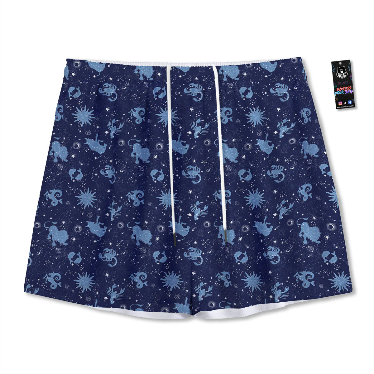 Constellation Signs Zodiac Print Pattern Mesh Shorts