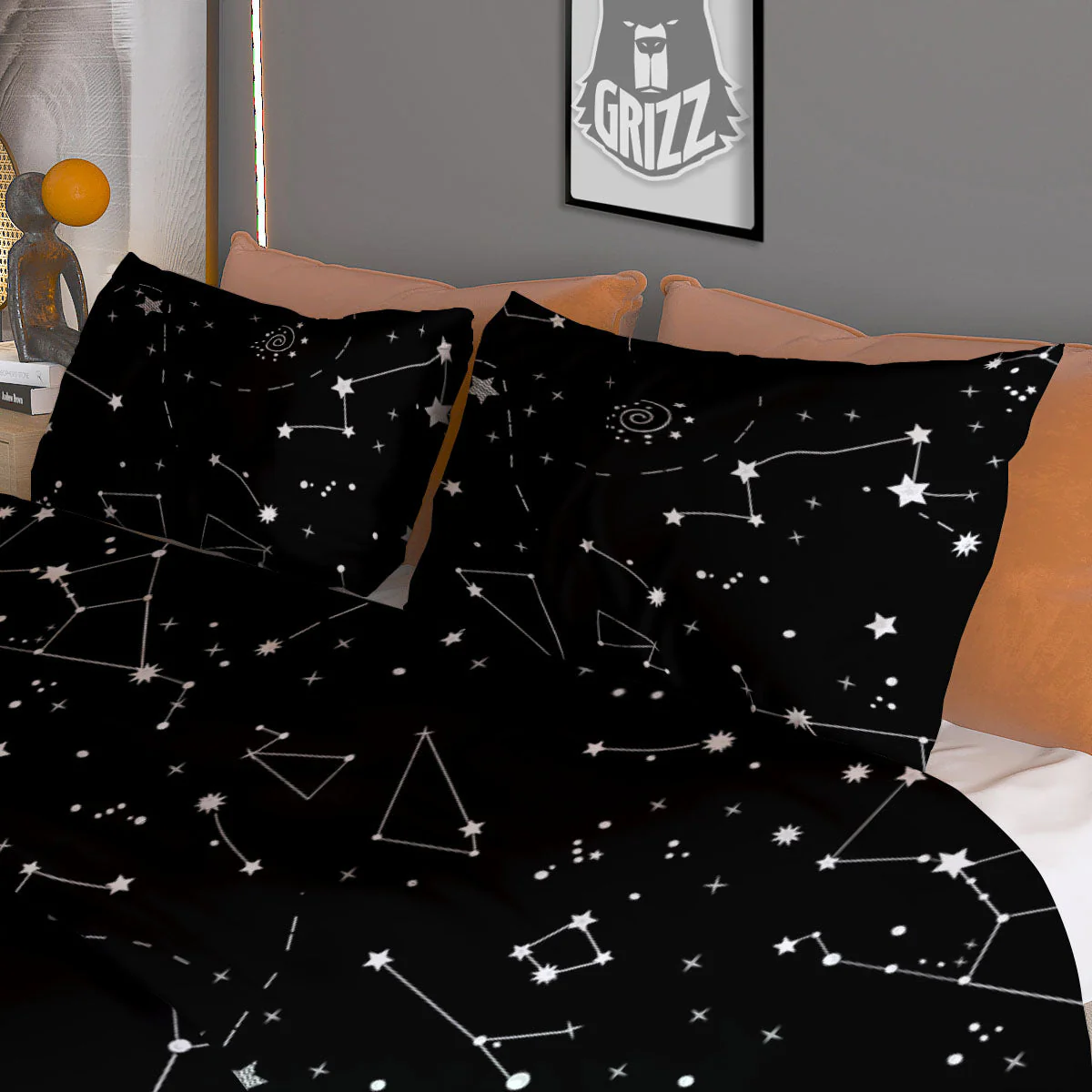 Constellation White And Black Print Duvet Cover Bedding Set - Image 3
