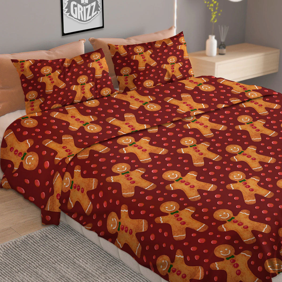 Cookies Christmas Print Pattern Duvet Cover Bedding Set - Image 2
