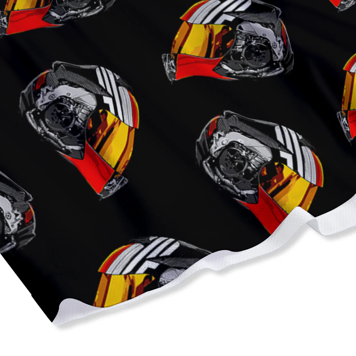 Cool Biker Helmet Print Pattern Mesh Shorts - Image 4