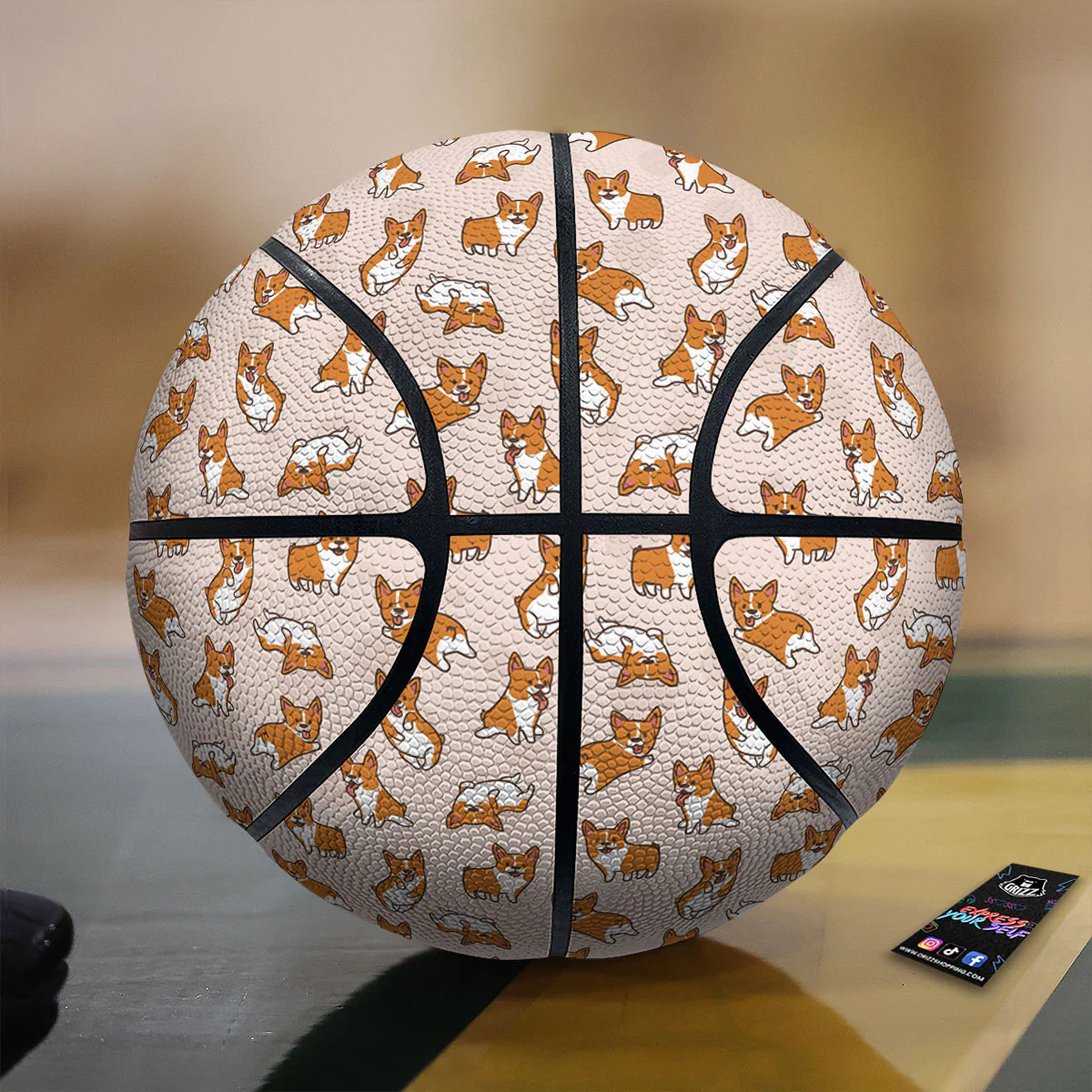 Corgi Cartoon Print Pattern Basketball