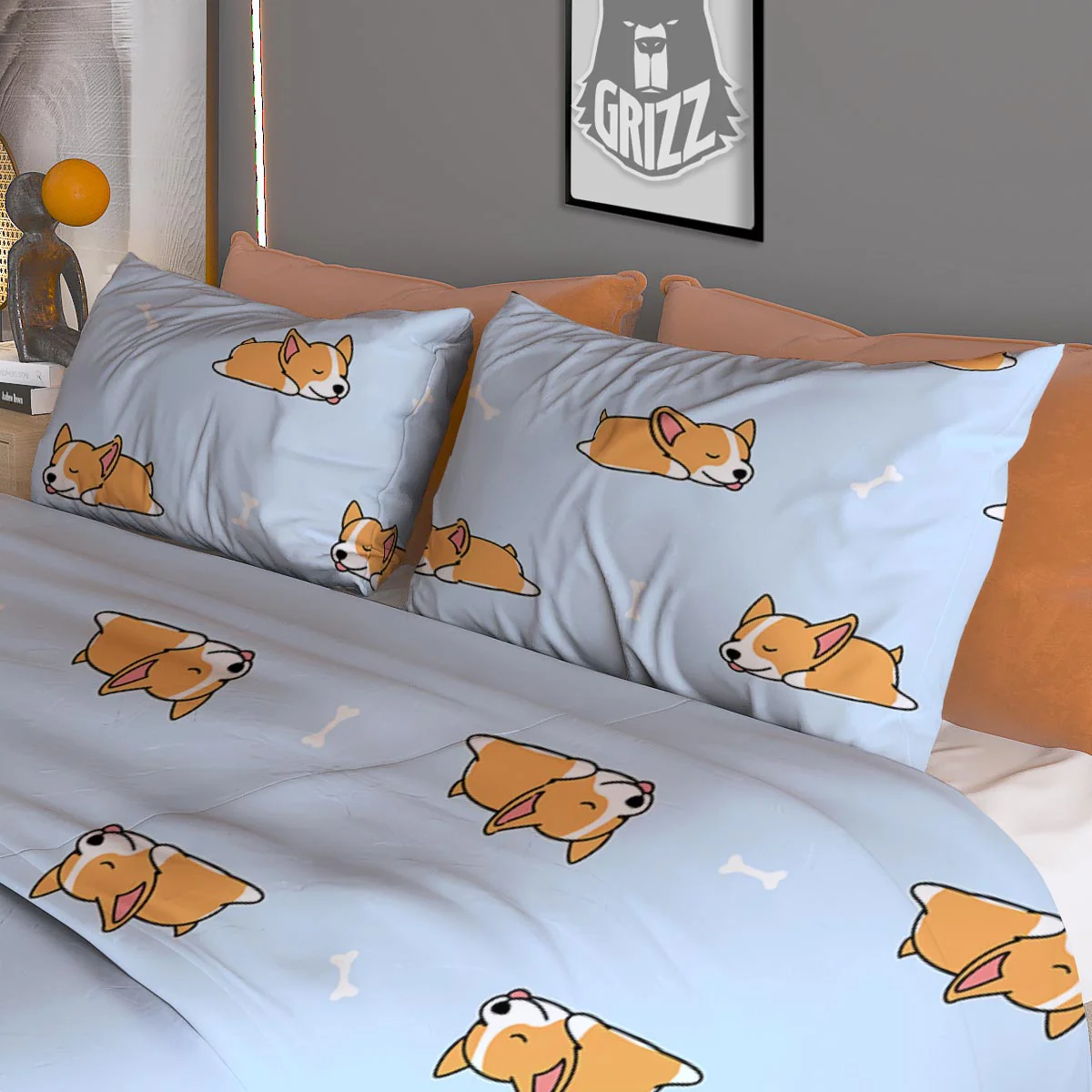 Corgi Sleeping Print Pattern Duvet Cover Bedding Set - Image 3