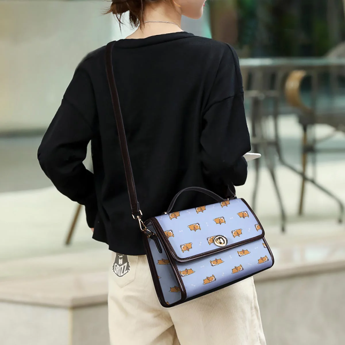 Corgi Sleeping Print Pattern Women's Satchel Bag - Image 3