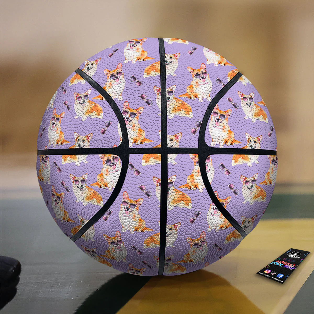 Corgi Watercolor Print Pattern Basketball