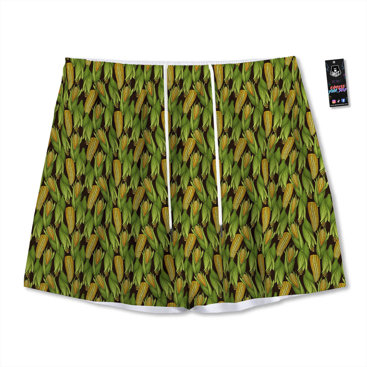 Corn Pattern Print Mesh Shorts