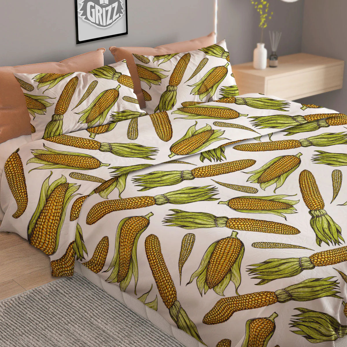 Corncob Hand-Drawn Print Pattern Duvet Cover Bedding Set - Image 2